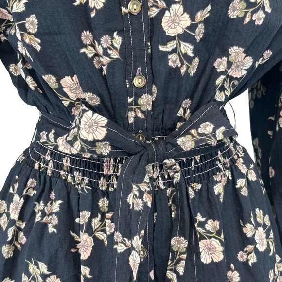 La Vie Rebecca Taylor Floral Camille Shirtdress in Midnight Navy NWT Size M - Picture 6 of 11